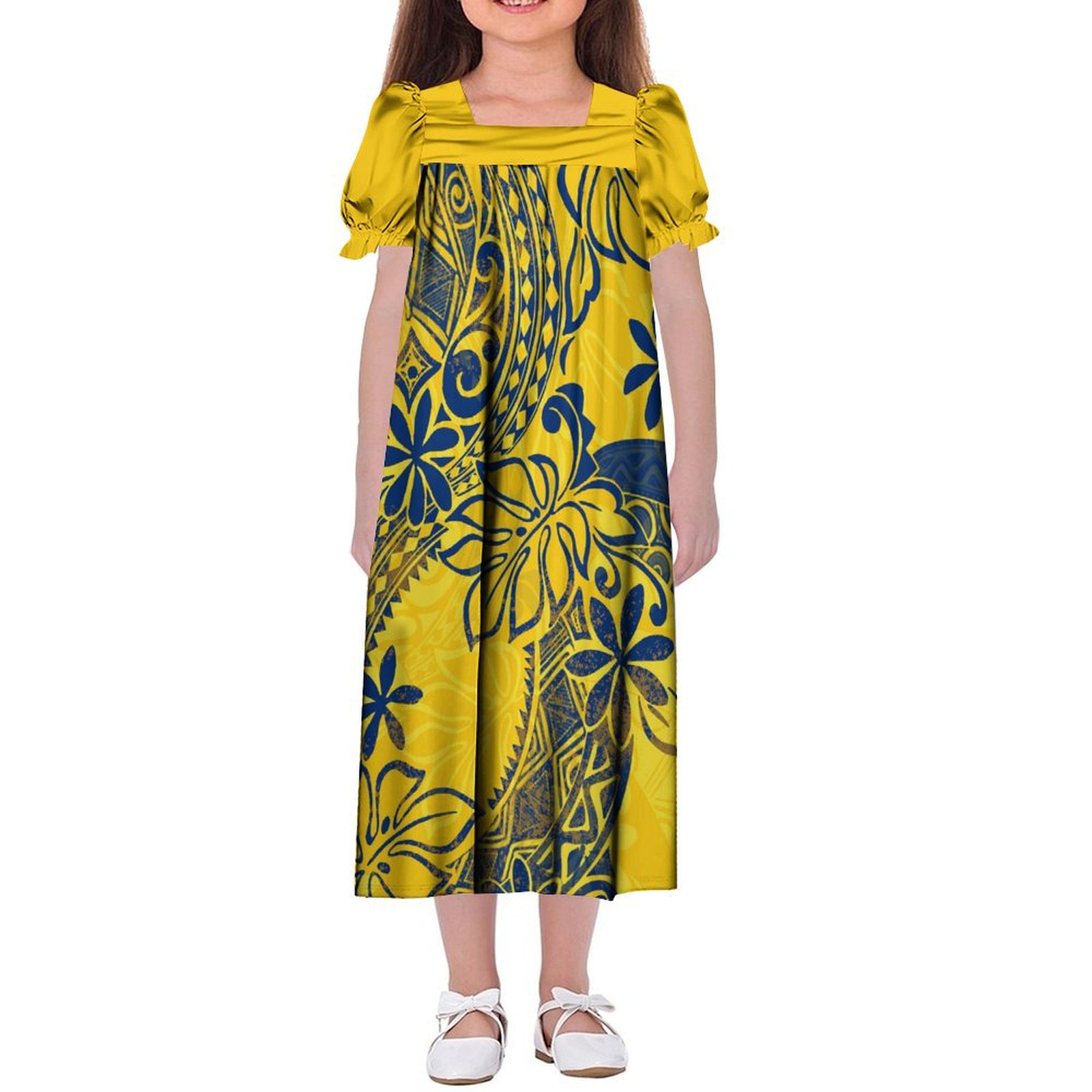 parami design dresses PARAMI DESIGN Lacey Embroidery Blue&White Bell Sleeves Lace Up Accent Boho Siz S