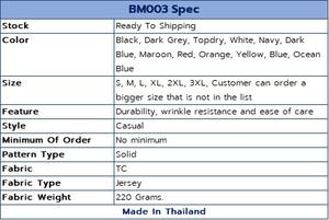 Camisetas Blueman Ropa Premium (manga larga/cuello redondo) Tejido TC unisex Durabilidad Resistencia a las arrugas y facilidad de cuidado BM003 - Product Image 4