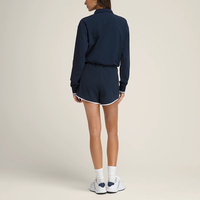 Ensemble de survêtement sportif 2 pièces pour femme, personnalisable en gros, avec veste demi-zippée à col montant et short color-block, tendance et confortable