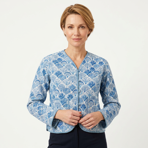 Chaqueta de Algodón Transpirable Acolchada Estilo Boho Hecha a Mano en India para Mujer, Nueva con Estampado Floral, Tejida, de Manga Larga, Informal para Otoño - Product Image 6