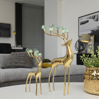 Luxe or cristal cerf décor à la maison moderne nordique européen Art déco ornement Table spectacle pièces pour la décoration intérieure or