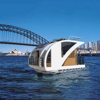 Maison Modulaire Mobile Moderne Préfabriquée de Luxe 2025 Personnalisée, Petites Maisons Flottantes, Bateau-Maison, Hôtel Flottant, Péniche Ponton