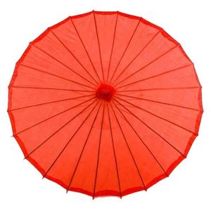 Parasol artisanal rouge de 84 cm en bambou et papier de coton avec logo personnalisé pour les mariées et les demoiselles d'honneur - Product Image 3