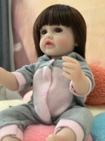 Poupée Reborn Fille 33 cm R&B, Jouet Doux Corps Entier Nouveau-né avec Yeux Clignotants et Vêtements Interchangeables