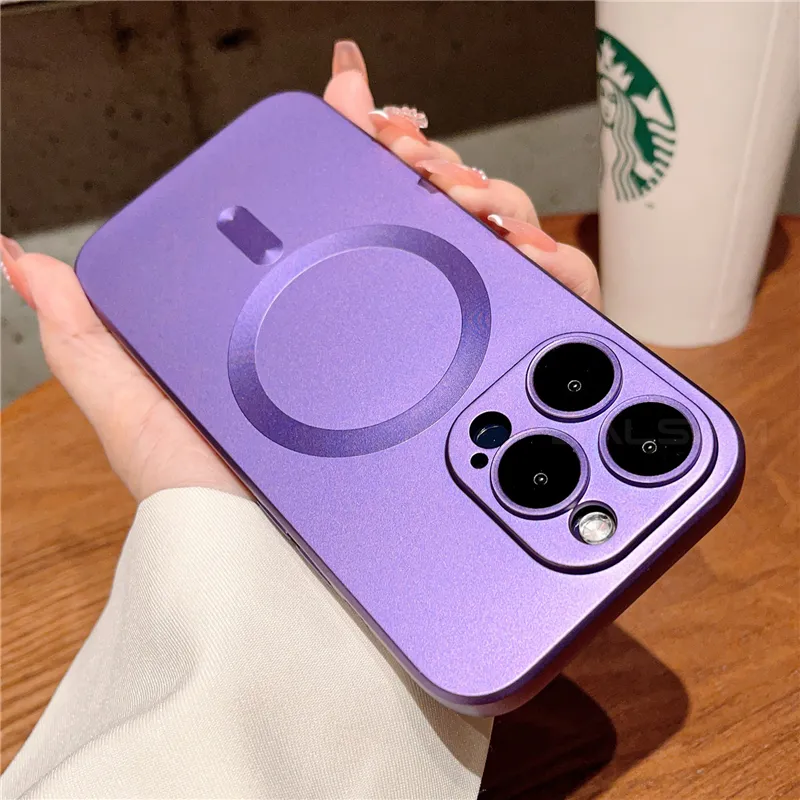matte skin glass protection magnetic phone case for iphone 11 12 13 pro,for iphone 14 luxury phone case fashion electroplate