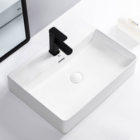 Lavabo de salle de bain, vasque, sanitaire, évier carré en céramique, lavabo d'art à poser sur plan de travail