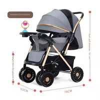 Poussette bébé pliable légère en métal avec amortissement 4 roues, landau portable pour nourrissons de 0 à 6 mois pour les sorties en extérieur