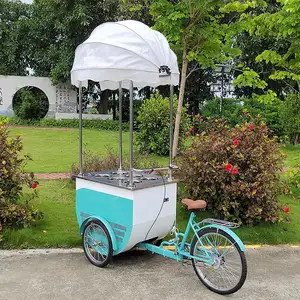 Kereta roda tiga sepeda dorong es Italia keranjang Icecream makanan ringan kios sepeda kereta es krim bergerak