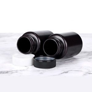 Customized Capsule Black Bottle Pharmaceutical Packaging HDPE <b>Plastic</b> Pill <b>Jar</b> For Health Products With Metal Screw Cap - Product Image 2
