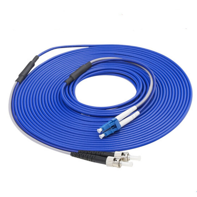 Indoor Fiber Optic Jumper Cable Duplex 9/125 LC/UPC to ST/UPC with LC ST Connector Armored Indoor Cable and Patch Cord