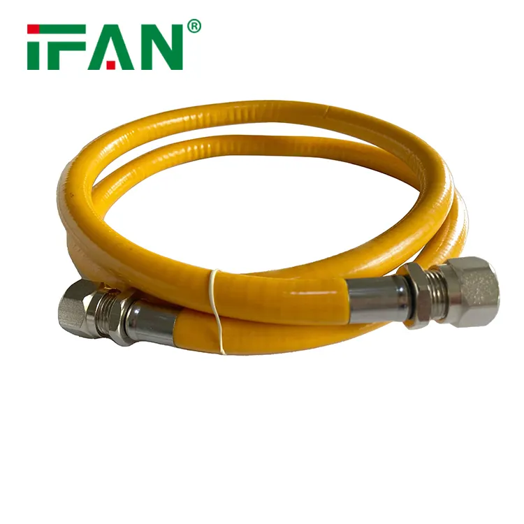 IFAN Tankless Water Heater Full Port Gas Flex Line,Yellow Epoxy Coated Full Flow Flexible Gas Connector Hose Supply