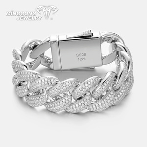 Nouveau bracelet cubain en moissanite plaqué or <span class=keywords><strong>blanc</strong></span> style hip-hop 20 mm pour hommes et femmes, quatre rangées avec testeur de diamant conforme aux normes - Product Image 4