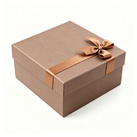 Boîte à chocolat de qualité supérieure, boîte rigide personnalisée, écologique, avec couvercle et base en papier brun, compartiment de séparation et nœud en ruban