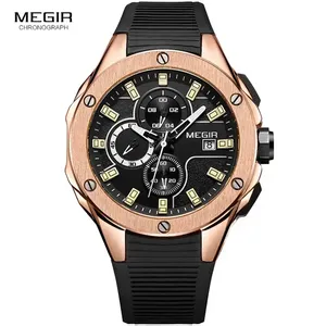 MEGIR 2053 Silicone Band Sports Chronograph Quartz <b>Wrist</b> <b>Watches</b> <b>Men</b> Waterproof Luminous Gift Wristwatches for Reloj Para Hombre - Product Image 1
