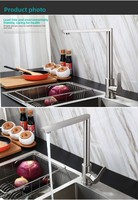 Vente directe usine – Robinet de cuisine en acier inoxydable 304, céramique sans plomb, finition brossée, chaud-froid rotatif pour éviers de cuisine