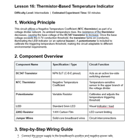 Kit d'indicateur de température à thermistance NTC en gros, Pack de 16 modules de formation en laboratoire électronique pour l'étalonnage des potentiomètres