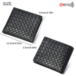 กระเป๋าสตางค์หนังวัวแท้ Andong ป้องกัน RFID สำหรับผู้ชาย ลายทอ กระเป๋าสตางค์ใบสั้น แฟชั่นวินเทจ รุ่น 380 - Product Image 2