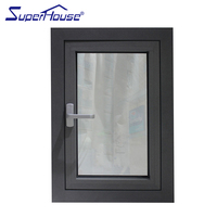 Ventana Americana NFRC TITL 24 con Rotura de Puente Térmico, Panel de Vidrio Grande, Ventana Abatible de Aluminio, Combinación de Ventana Abatible Doble