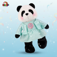Zaves 12 pouces doux Panda jouet bleu vif rechargeable petit style frais avec une jambe debout tissu vêtements robe fabricant pour les filles
