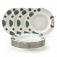 Assiette de service ronde décorative en mélamine de style arabe de luxe en gros, ensemble de vaisselle pour restaurant