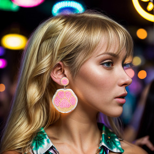 Boucles d'oreilles tissées mode lumière luxe chien patte couleur riz perles pendentif boucles d'oreilles pour femmes Uionen 1870 - Product Image 3