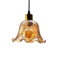 Support de lampe E26 homologué CUL, suspension en verre à hauteur réglable avec abat-jour en forme de feuille, finition noire pour salles à manger/salons