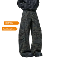 Pantalon en jean baggy cargo Y2K pour homme/femme, coupe large, taille élastique, taille mi-haute, délavage clair – Vente en gros