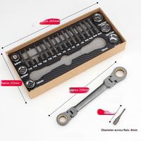 Kit de clés à cliquet CR-V haute dureté avec douilles et embouts multi-tailles pour les travaux de réparation quotidiens en garage