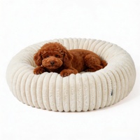Coussin rond pour chien en fourrure écologique, luxueux, confortable, lavable, tapis pour chat, coussin chaud pour animaux de compagnie, motifs personnalisables