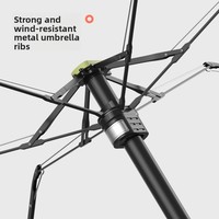 Parapluie d'été pour adulte, style moderne, avec boucle annulaire, compact et polyvalent, en tissu anti-impact enduit noir, alliage, protection UV 40%