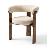 Chaise de salle à manger minimaliste italienne haut de gamme pour usage domestique, fauteuil en bois massif en forme d'arc, style Wabi-sabi, luxe léger, coussin moelleux