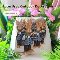 Décor de jardin extérieur pour maison modèle Peter, lapin de dessin animé en résine et fibre de verre, ornements de paysage à thème animal en relief 3D