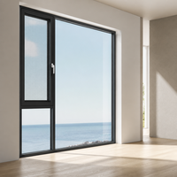 Jendela Kaca Aluminium Interior Model Casement Bukaan Dalam Mudah Dibersihkan Desain Pengaman Terkunci untuk Ruang Tamu Penthouse Pabrik