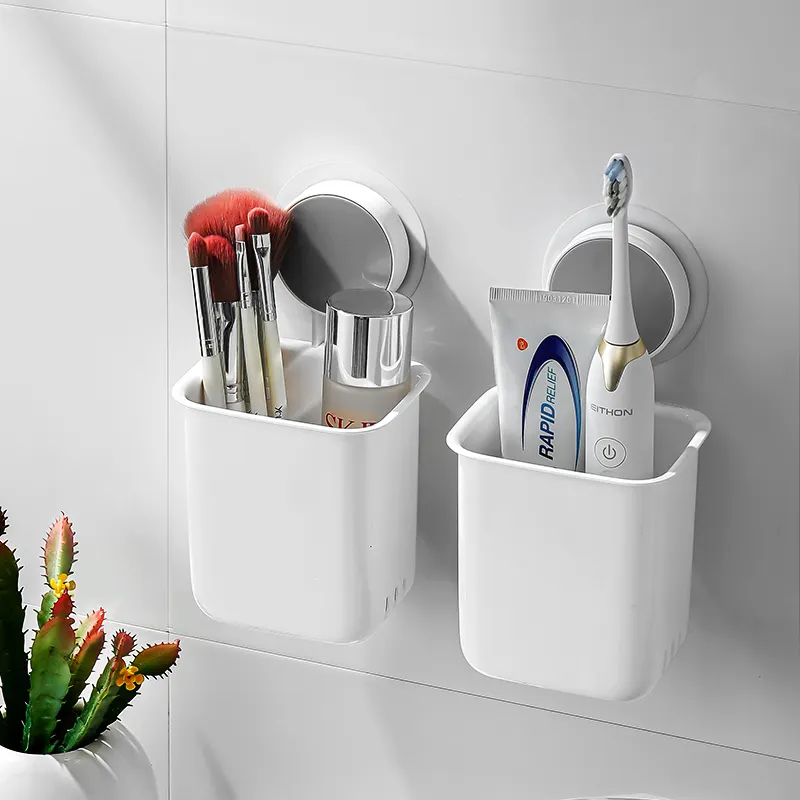 2021 HOT Manufacturer Drill-Free Wall Mounted Removable Vacuum Plastic Suction Cup Toothbrush Holder For Bathroom Accessories