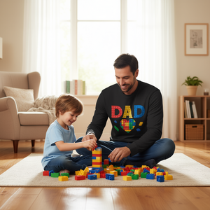 T-shirt à manches longues pour la fête des pères, Dad Lover Master Builder Building Bricks Blocks - Product Image 3