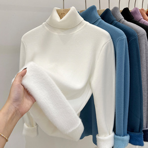 Thicken Velvet Turtleneck Sweater <strong>Women</strong> Korean Fashion Lined <strong>Warm</strong> Sueter Knitted Pullover Slim Top Winter Jersey Knitwear <strong>Jumper</strong> - Product Image 6