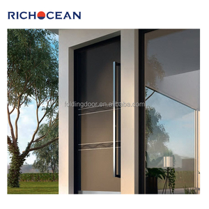 <span class=keywords><strong>Porte</strong></span> d'entrée extérieure en aluminium de sécurité pivotante de style américain moderne Richocean avec serrure intelligente - Product Image 6