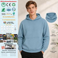 Sweat-shirt à capuche uni pour homme en coton et polyester, molleton French Terry, poche kangourou, logo personnalisé, décontracté, hiver