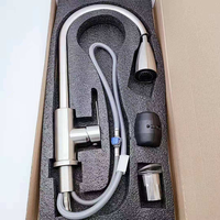 Robinet de cuisine FSH OEM robuste en acier inoxydable SUS 304, finition nickel brossé, avec douchette extractible, mitigeur chaud/froid à poignée unique pour évier