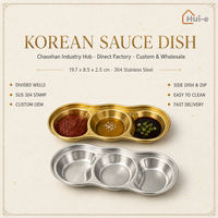 Plat à sauce compartimenté en acier inoxydable de qualité industrielle, écologique, résistant à la rouille, empilable, compatible lave-vaisselle, pour restaurant