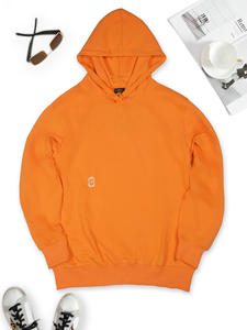 <b>Men's</b> Athletic <b>Hoodies</b> Slim Fit 100% Cotton Custom Oversized Lightweight Embroidered Design Solid <b>Orange</b> Long Sleeve <b>for</b> Autumn - Product Image 6