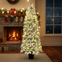Sapin de Noël en cèdre pré-éclairé automatique avec LED, de haute qualité, écologique, en PE+PVC+feuilles de pin floquées, lumières jaunes chaudes, fabriqué par l'usine Yi Wu