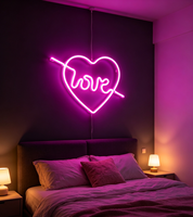 Lumière murale LED en forme de flèche de Cupidon rose, cœur d'amour, blanc chaud, décoration de la Saint-Valentin pour les fêtes, marque Yuntu, garantie 1 an