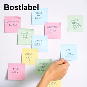 Bostlabel yapışkan not kağıdı ofis okul ev hediye için farklı renkler ile en iyi satılan özel yapışkan notlar yeni tasarım şekilleri sevimli