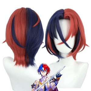 Peluca de pelo corto y liso azul y rojo resistente al calor para hombre, estilo cosplay de <span class=keywords><strong>Alear</strong></span> de Fire Emblem Engage, GAHC-071 - Product Image 1