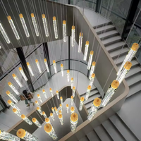 Offre Spéciale personnalisé décoratif cristal lumière moderne hôtel duplex escalier en colimaçon projet de luxe long lustre