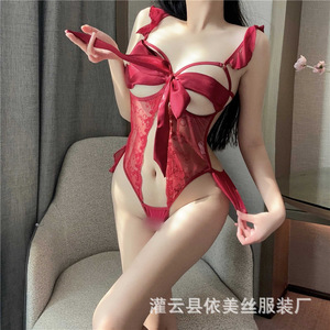 Lencería Erótica Man Yu, Camisón de Encaje Tentador, Cheongsam Sexy con Abertura Frontal y Entrepierna Descubierta, Uniforme Sensual para Mujer 9217 - Product Image 1