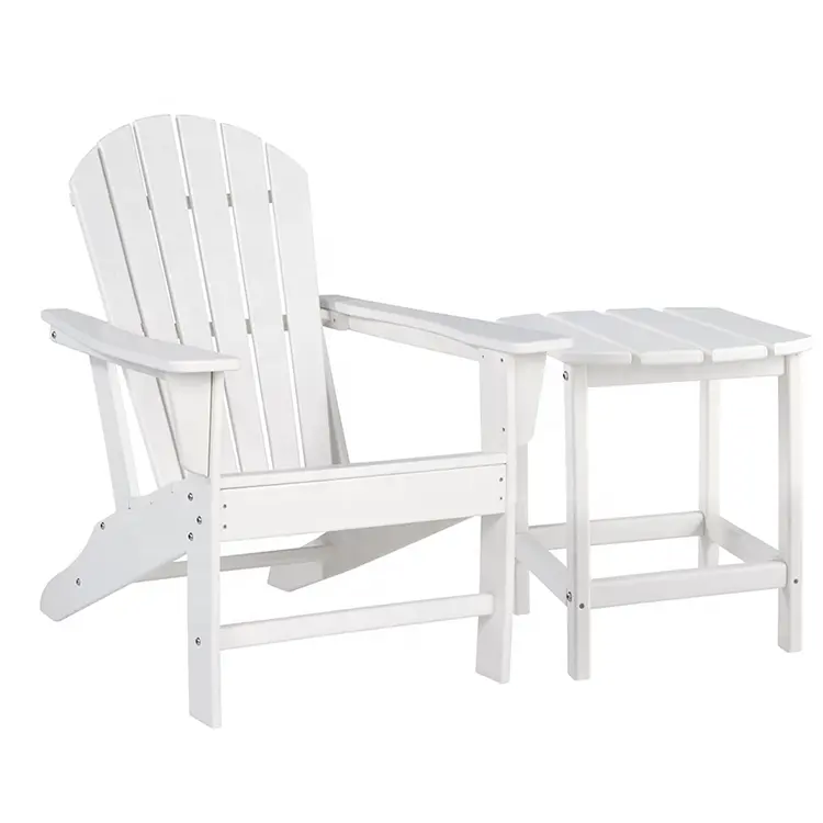 HDPE Sostenibile Adirondack Plastica Esterna Giardino Patio All Weather 2 Pezzo Set Banco e Sedia, Bianco