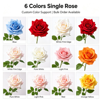 Décoration de table pour événements et fêtes de mariage, centre de table réaliste, fleur de rose en soie blanche à bords roses naturels, résistante à la décoloration