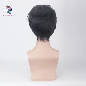 Nuevo Producto Ainizi, Pelucas de Cosplay de Ángeles de la Muerte, <span class=keywords><strong>Isaac</strong></span> Foster, Cabello Corto Negro Sintético, Pelucas de Cosplay para Hombre - Product Image 3